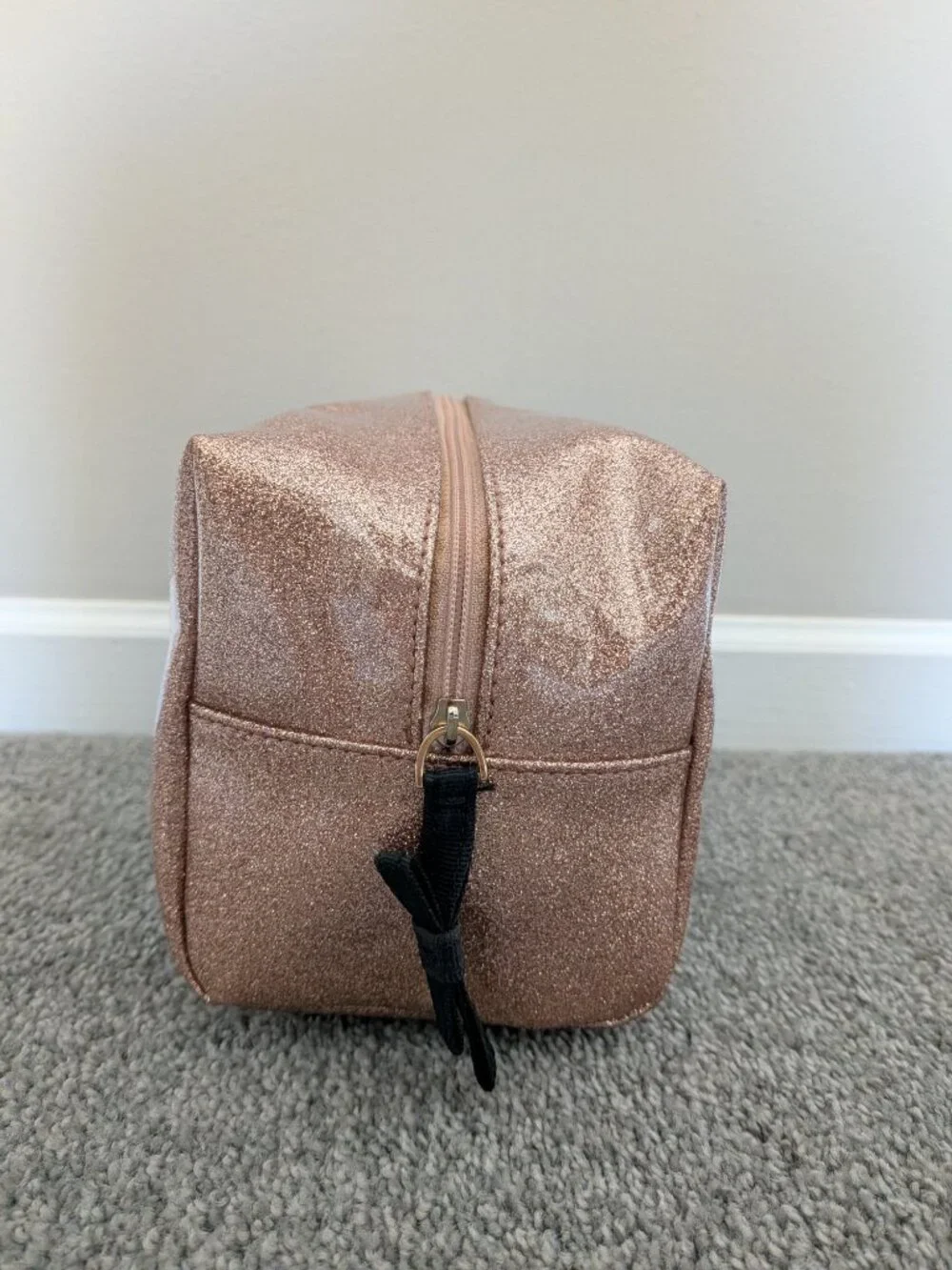 Kate Spade Terrace Street Large Davie Cosmetic Bag Rose Gold Glitter